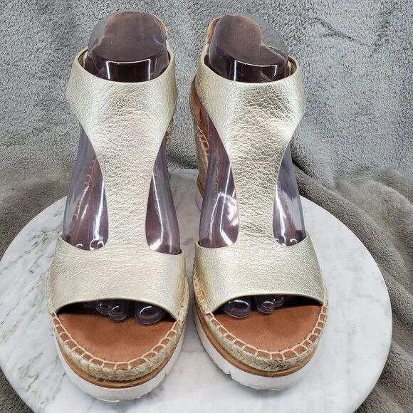 Kenneth Cole Shoes Womens Size 8.5 Gold Leather Elyssa Gentle Souls Sandals - Picture 3 of 9